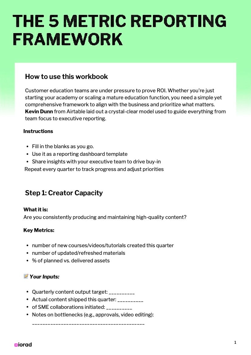 5 Metric Reporting Framework Cover