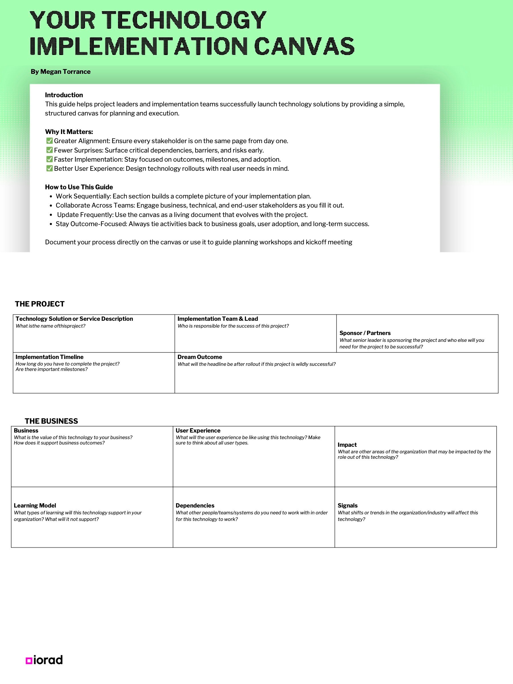 YOUR TECHNOLOGY IMPLEMENTATION CANVAS Thumbnail